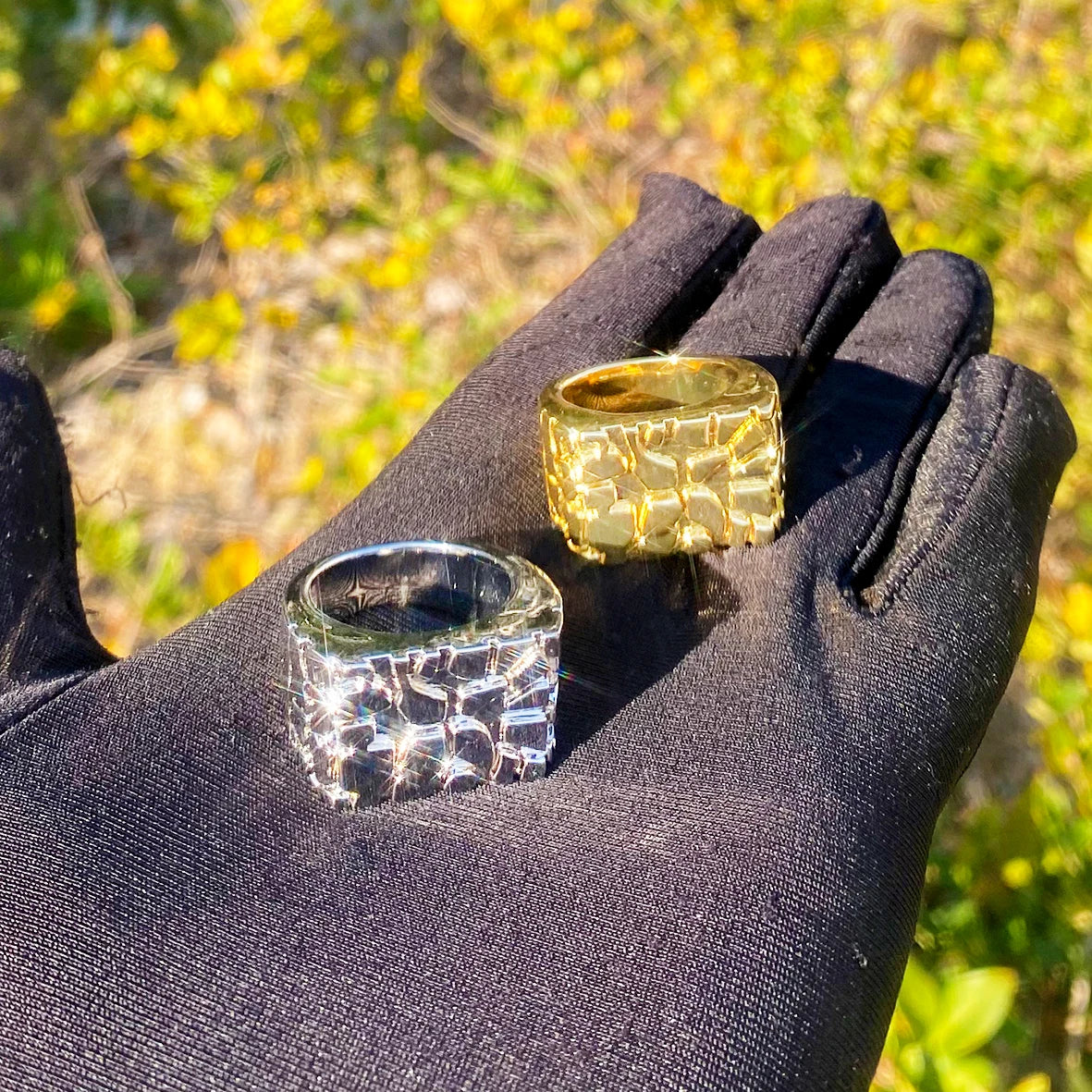The Golden Nugget | Old School Rectangle Nugget Hip Hop Boss Rings
