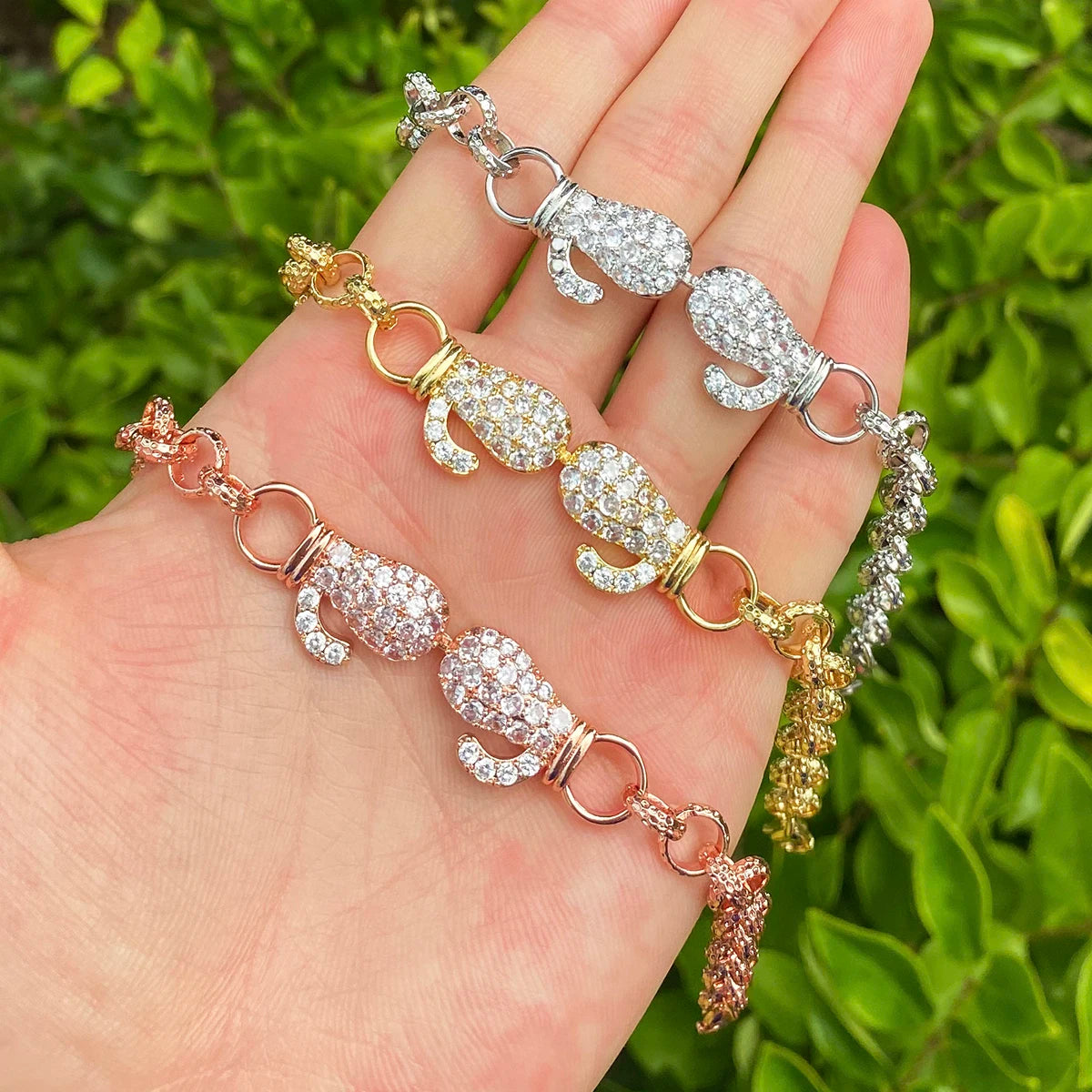 Get It On lII | Iced Blinged Out Boxing Gloves Rolo Link Chain Bracelet