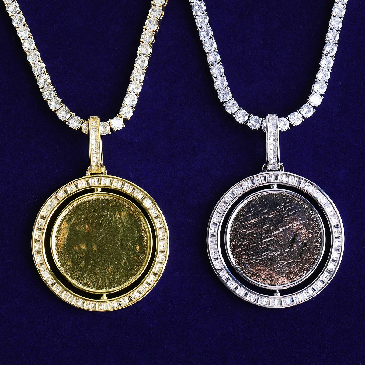 Memories Of Forever | Rotating Baguette VVS Diamond CZ Custom Made Photo Picture Pendant