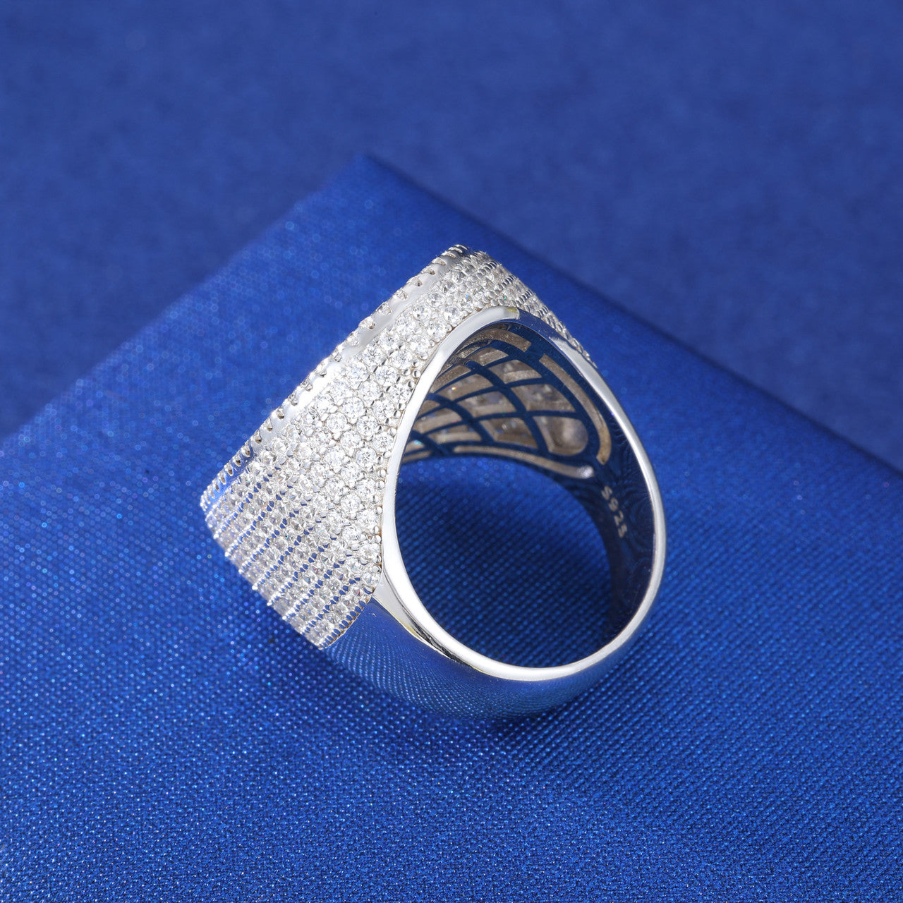 Men's Iced Blinged Out Baguette Sterling Silver Full Moissanite Diamond Cross Ring