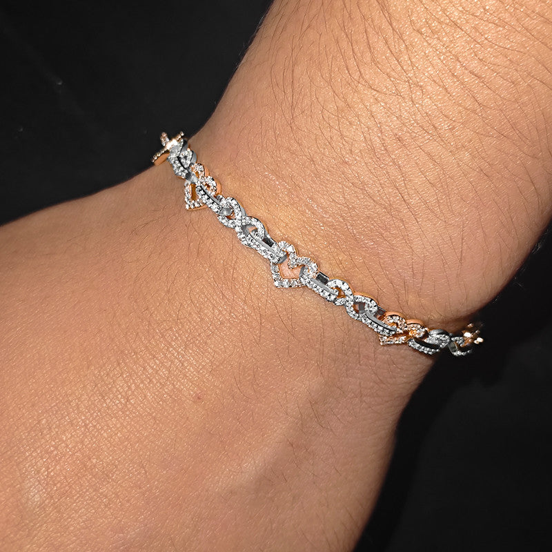 Infinity Heart | Moissanite Diamond Solid Sterling Silver Exquisite 8mm Full Iced Bracelet