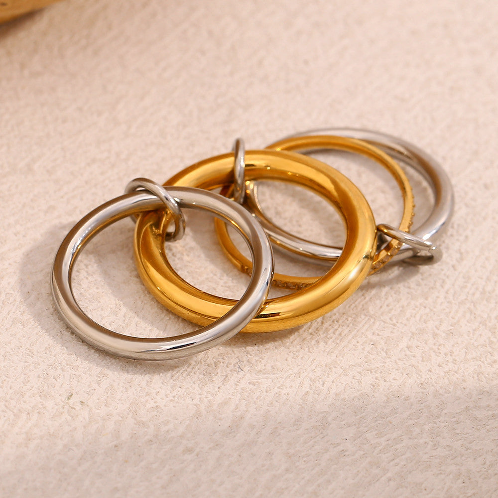 18k Gold Stainless Steel Three/Four Layers CZ Waterproof Rings