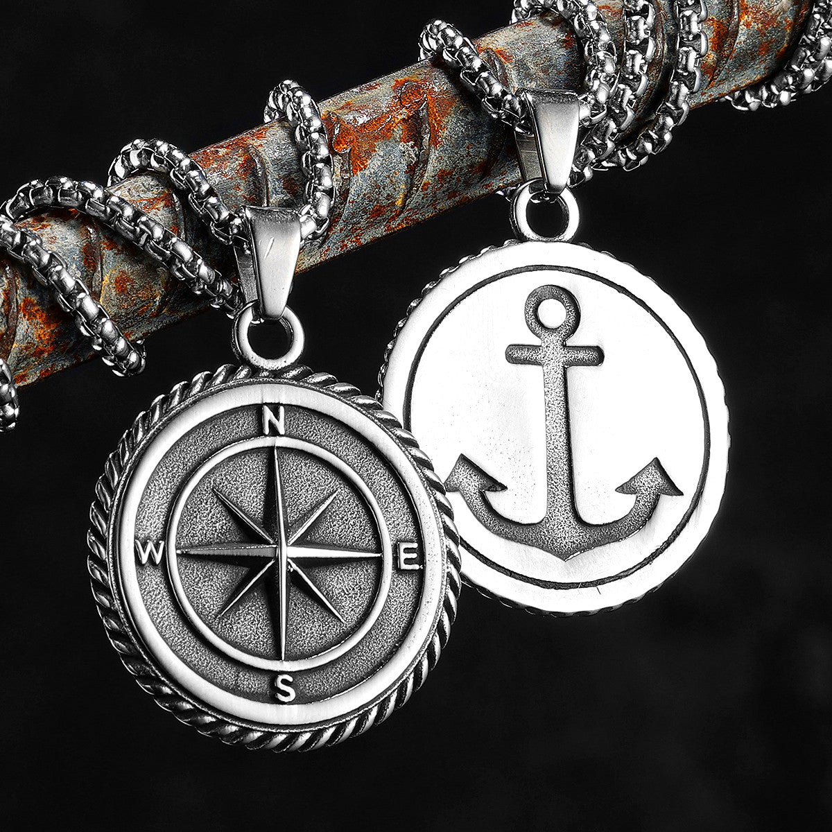 Compass Anchor | 316L Solid Stainless Steel Nautical Anchor Pendant