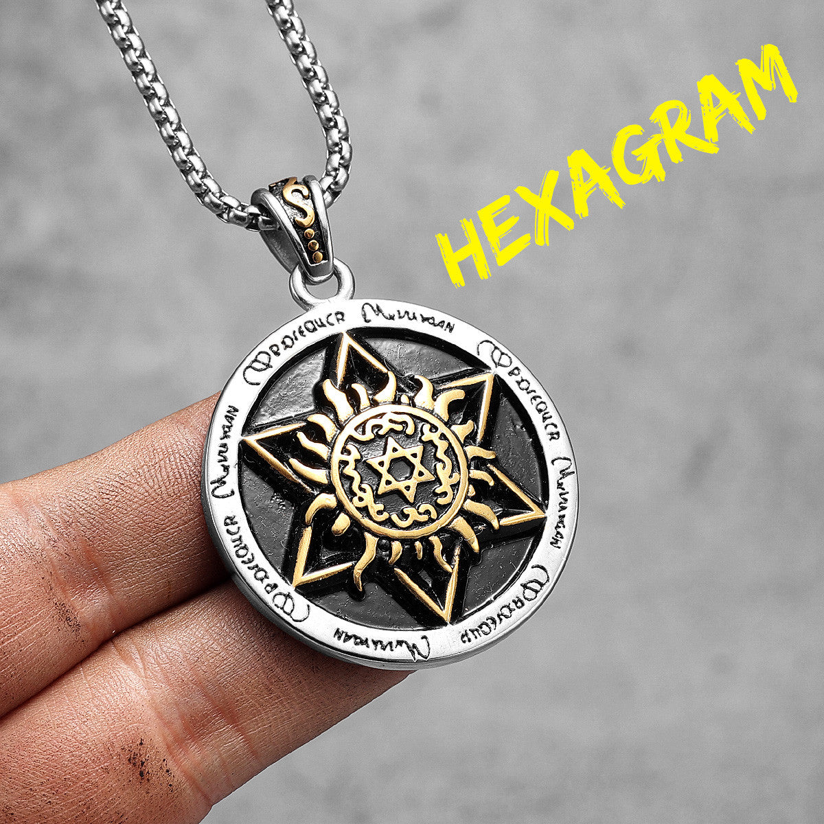 Mens Star Of David Spiritual Medallion No Fade Stainless Steel Pendant Chain
