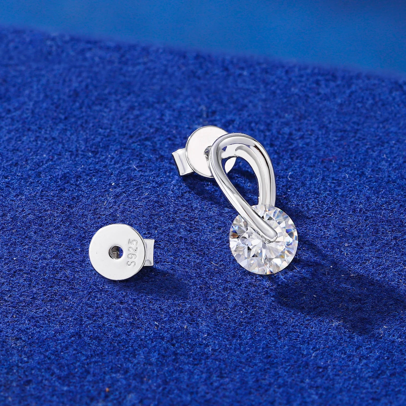 The Halo | 925 Solid Sterling Silver Round Loop Huggie VVS Moissanite Stud Earrings