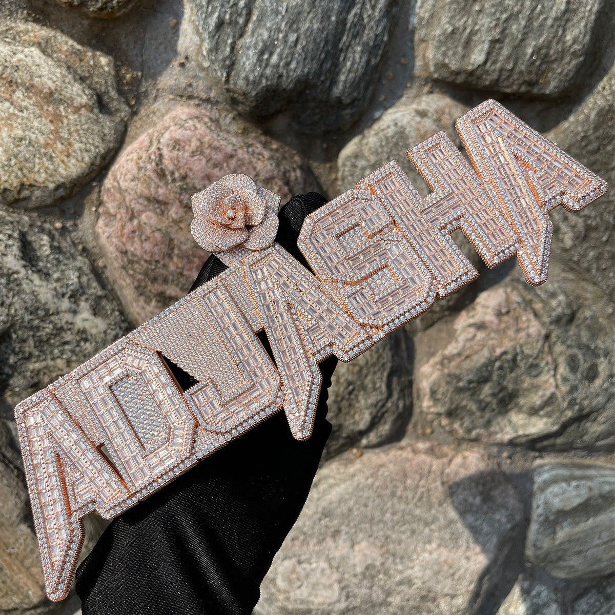 Sweet Heat | Rose Bail Personalized Iced 4 Prong Set VVS Diamond Custom Necklace