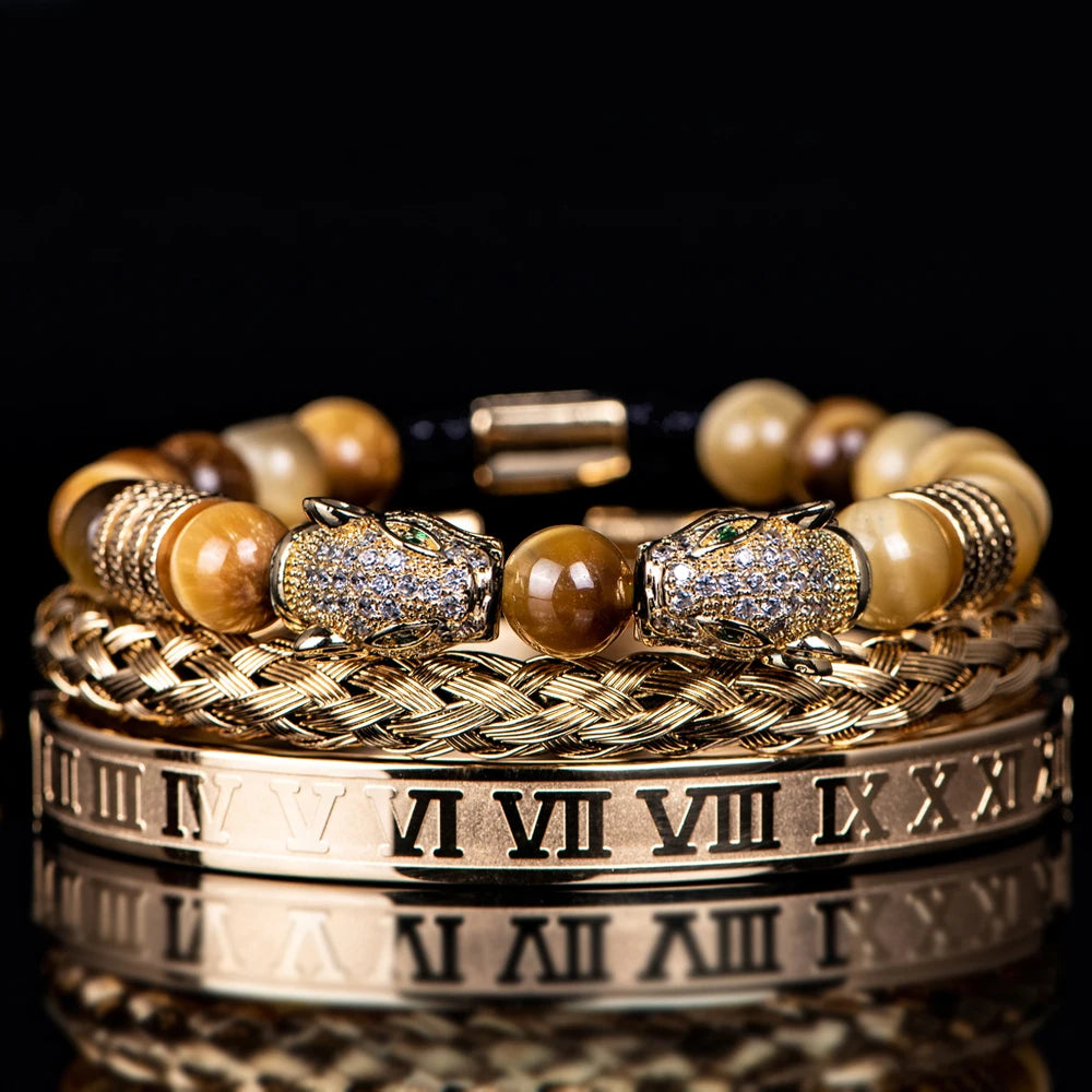 Double Leopard | Natural Stone VVS Diamond CZ Sigma Male Hip Hop Bracelets