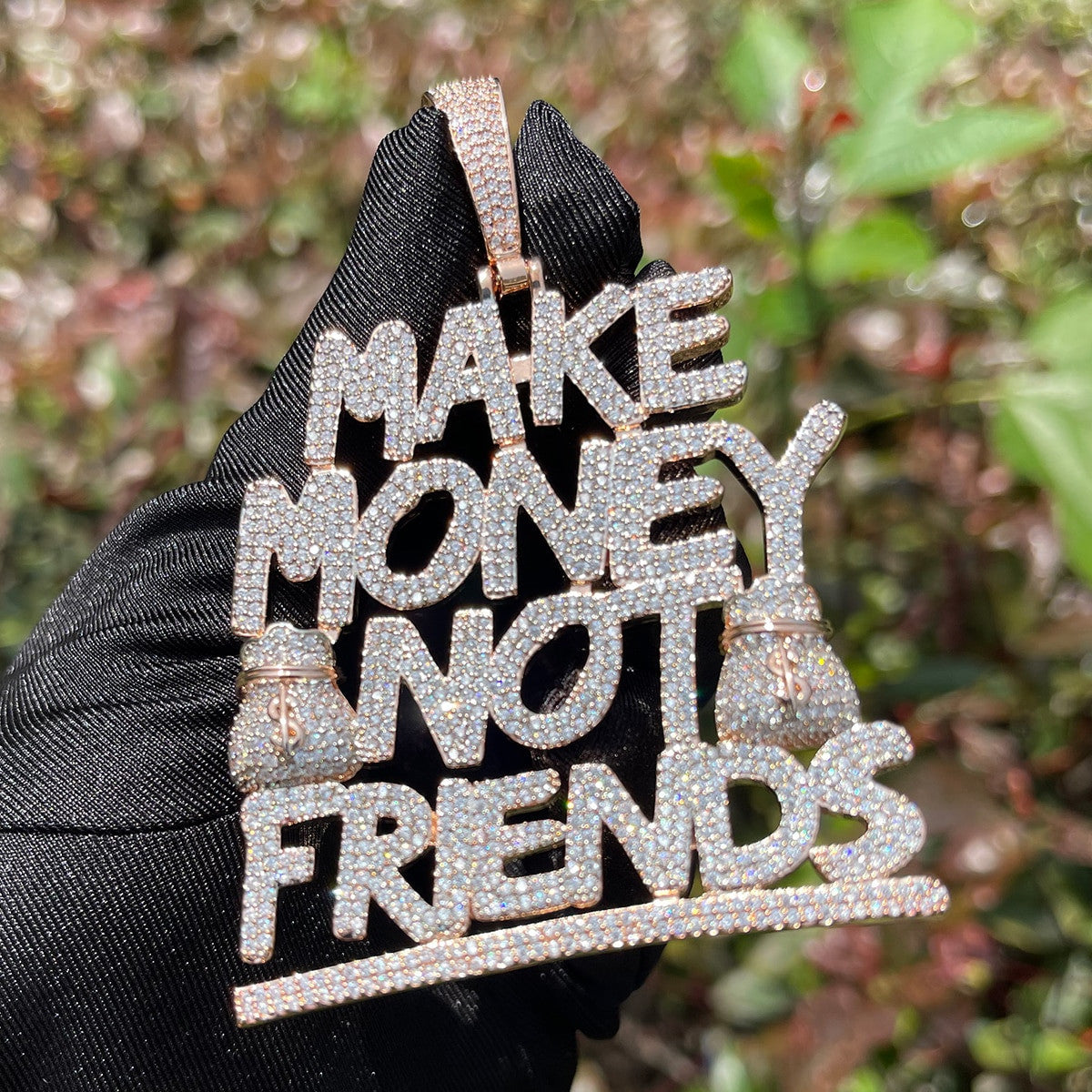 Make Money Not Friends | Iced Blinged Out Hip Hop Pendant Chain Necklace