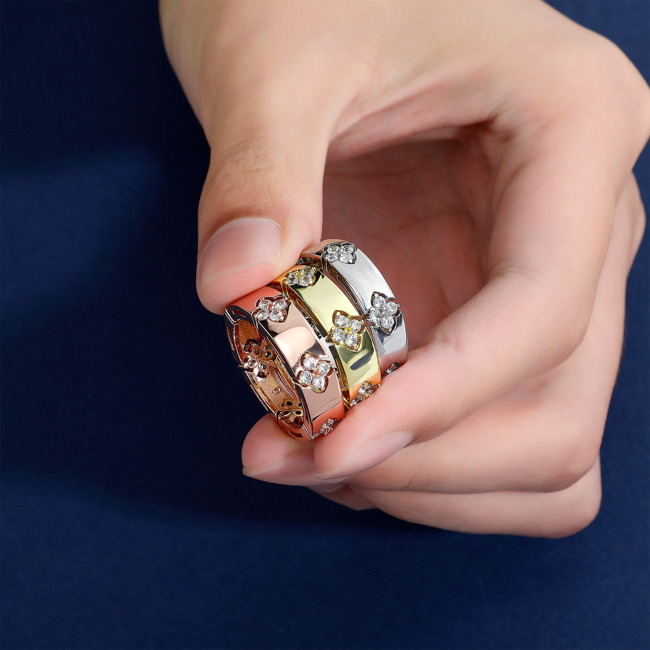 Clover Pave | 6MM Iced Blinged Out Four Leaf Flower VVS Diamond CZ Ring