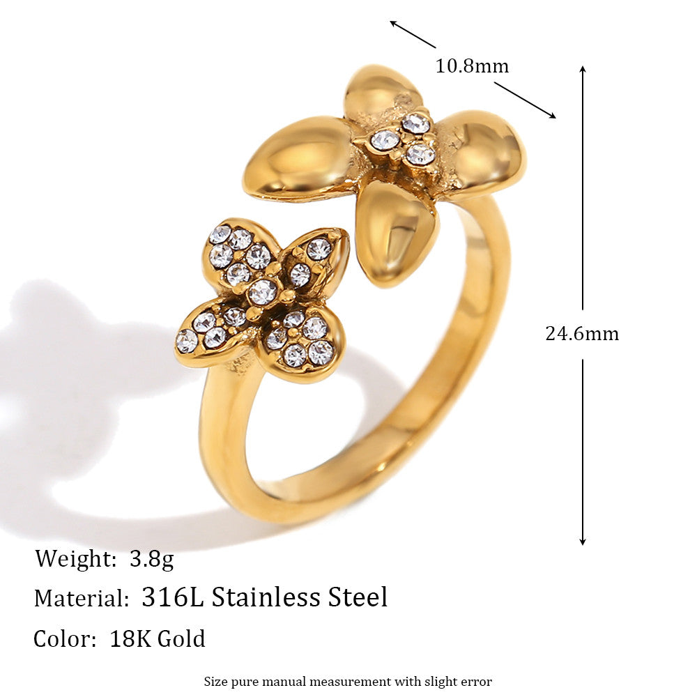 Ladies Stainless Steel Pearl Luxurious Elegant Fashion 18k Gold Waterproof Rings