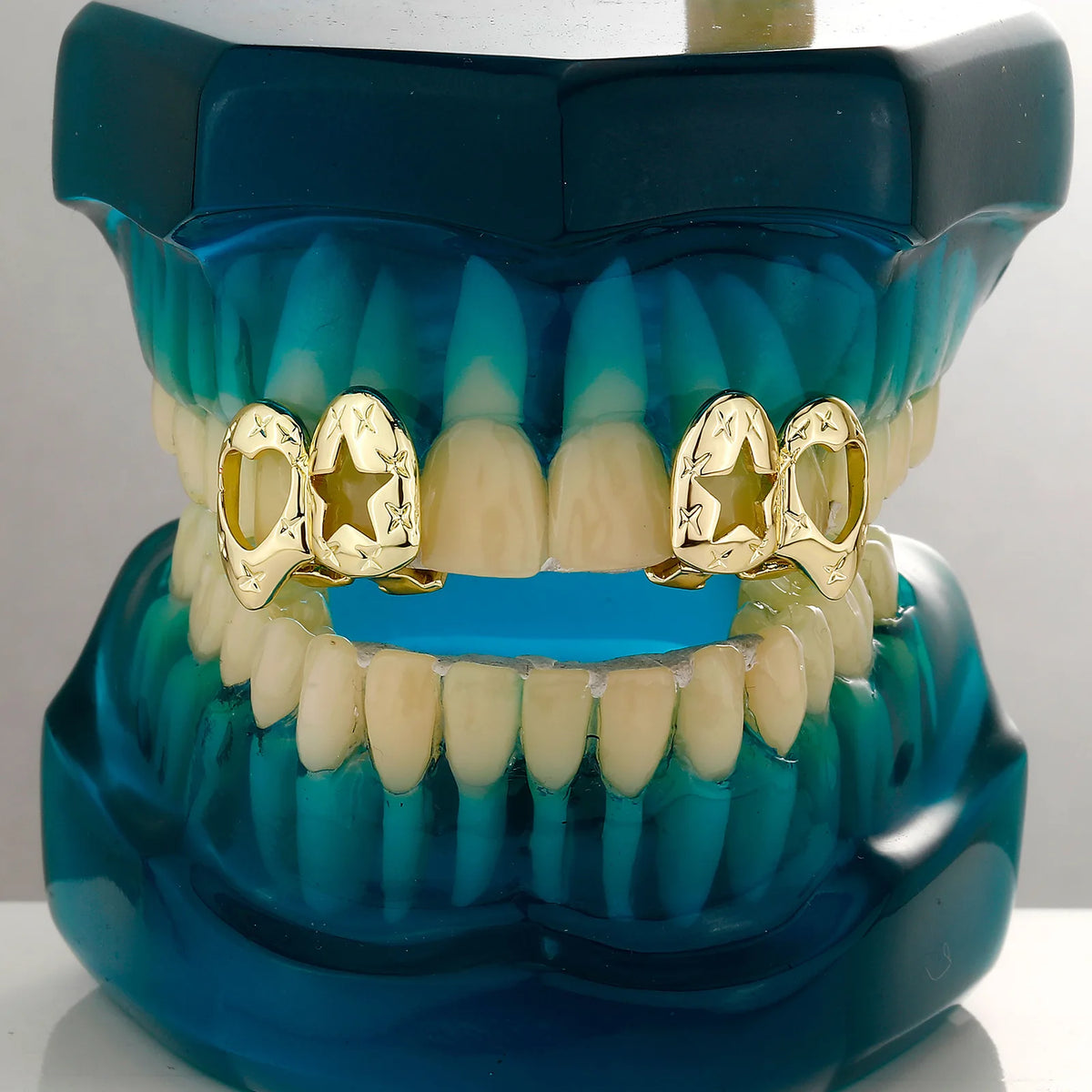 Stars Heart | 2 Piece Double Hollow Heart Star Hop Hop Teeth Tooth Caps Grillz