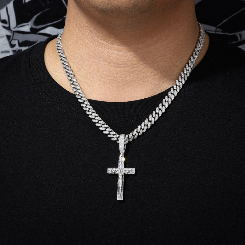 Luxury Cross | DVVS Baguette Moissanite Diamond Sterling Silver Hip Hop Jesus Piece