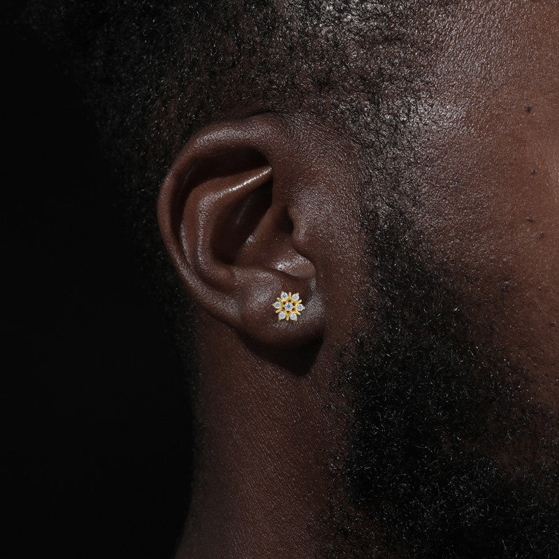 Snow Flower | VVS Moissnaite Diamond Sterling Silver Hip Hop Iced Blinged Out Earrings