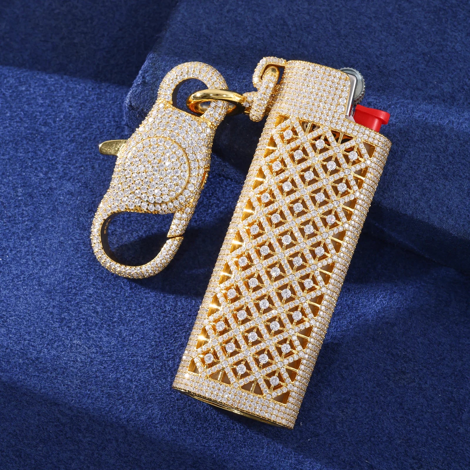 Hot Ice | Iced Blinged Out Lighter Cover VVS1 Moissanite Diamond 925 Silver Wallet Chain