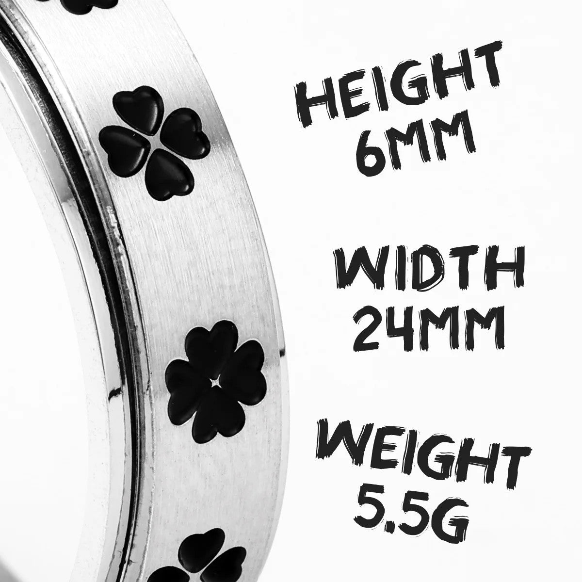 Lucky Clover | No Fade Solid Stainless Four Leaf Clover Fidget Spinner Men's Rings