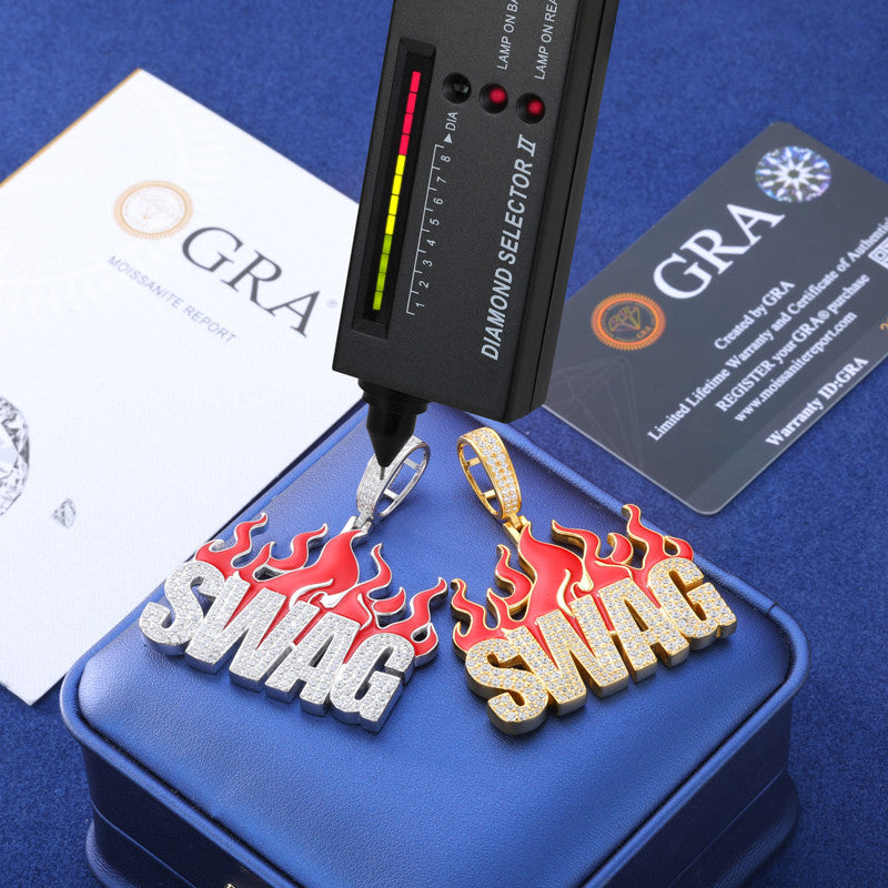 Fire Swag | 925 Solid Silver Moissanite Diamond Iced Blinged Out Hip Hop Pendant