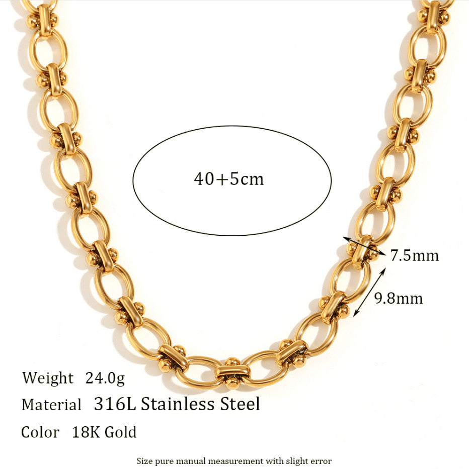 Ladies Bling 18k Gold Stainless Steel Hip Hop Heart Shape Jewelry Chain Necklaces