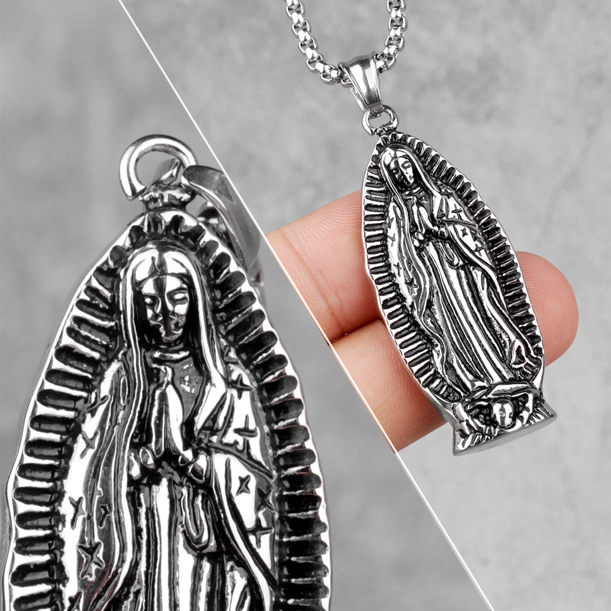 Virgin Mary | 316L No Fade Stainless Steel Original Prayer Protection Pendant Necklace