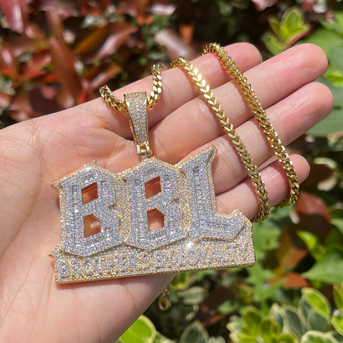 BBL | Mens Iced Brothers By Loyalty Blinged Out Hip Hop VVS Diamond CZ Chain