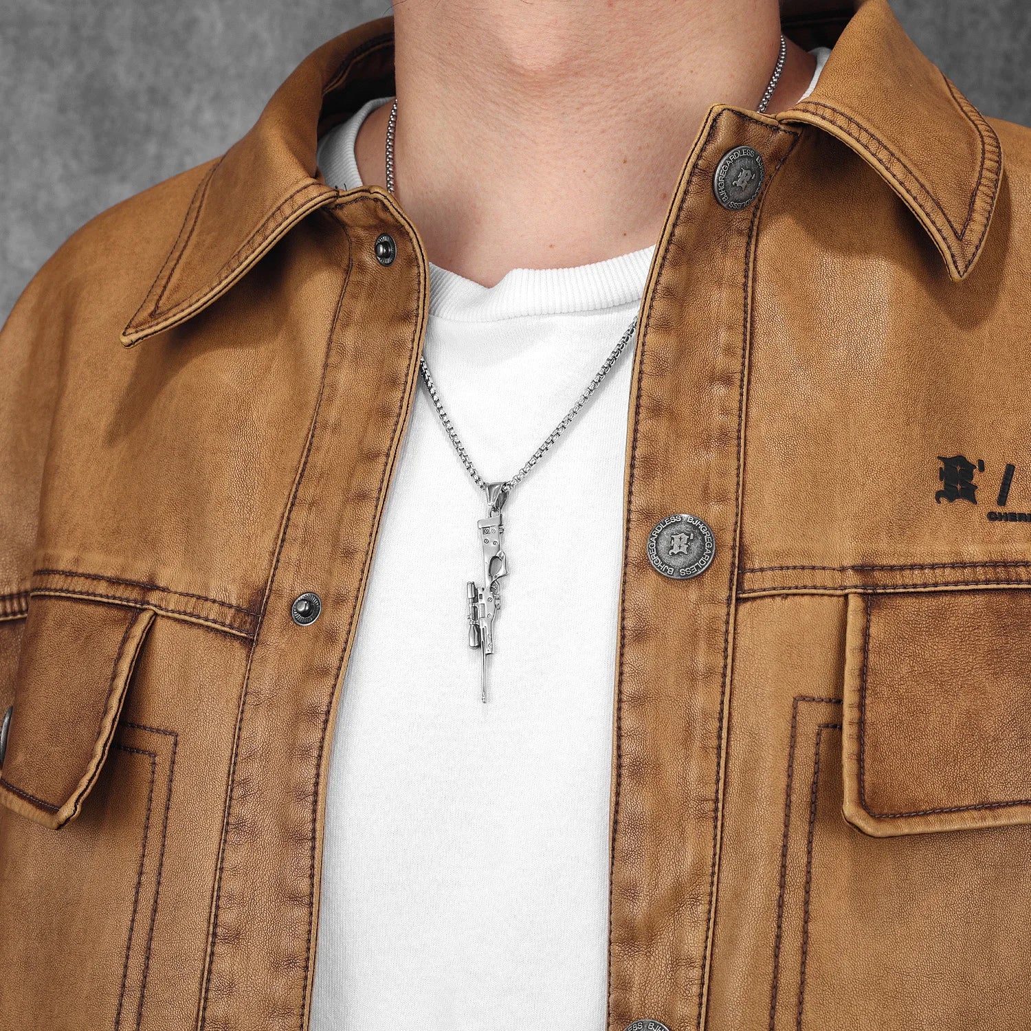 AWM | Solid Stainless Steel No Fade Hip Hop Rifle Gun Pendant