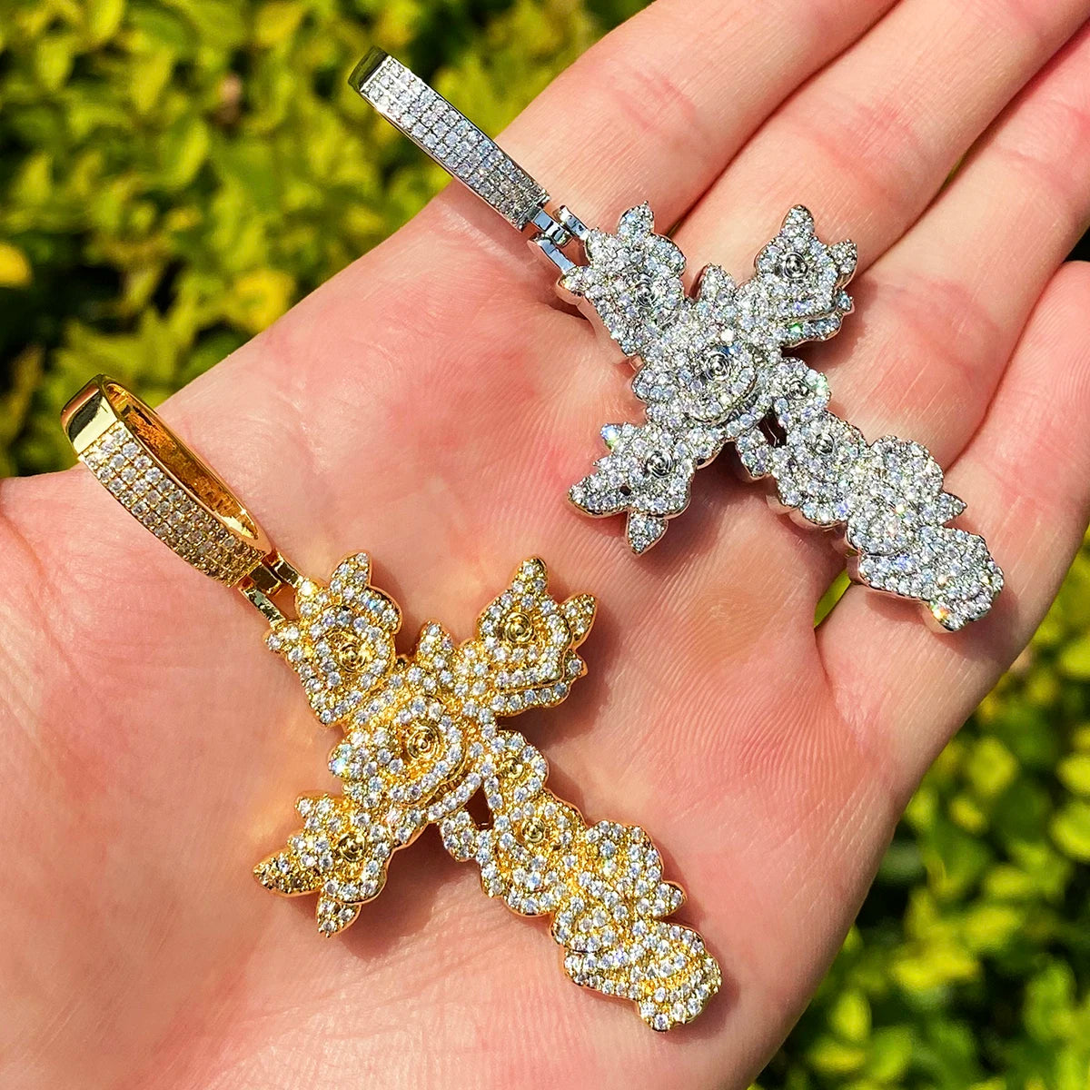 Rose Of Sharon | VVS Diamond CZ 5AA+ Iced Blinged Out Jesus Cross Pendant