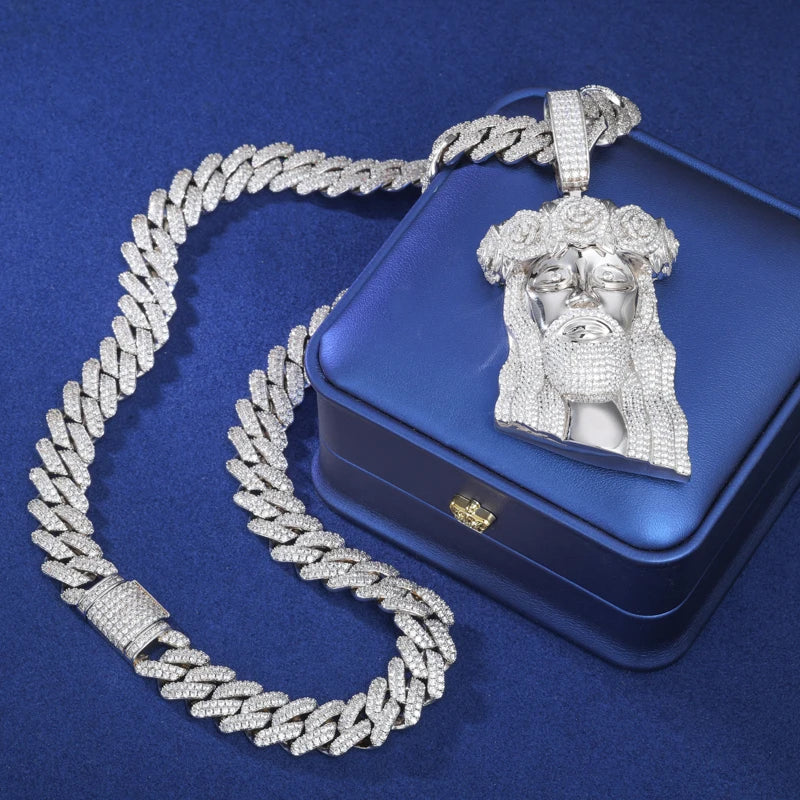 Prince Of Peace | Solid Sterling Silver Moissanite Diamond Jesus Hip Hop Pendant Chain