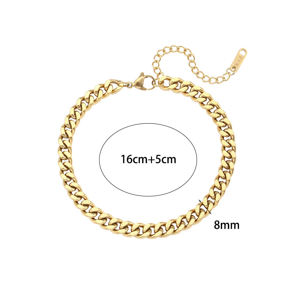 18k Gold No Fade Tarnish Free 2.5mm 6mm 8mm Cuban Link Ankle Anklet Bracelet