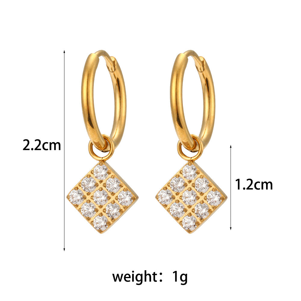 18k Gold Stainless Steel Waterproof Bling CZ Charm Cross Heart Butterfly Star Earrings