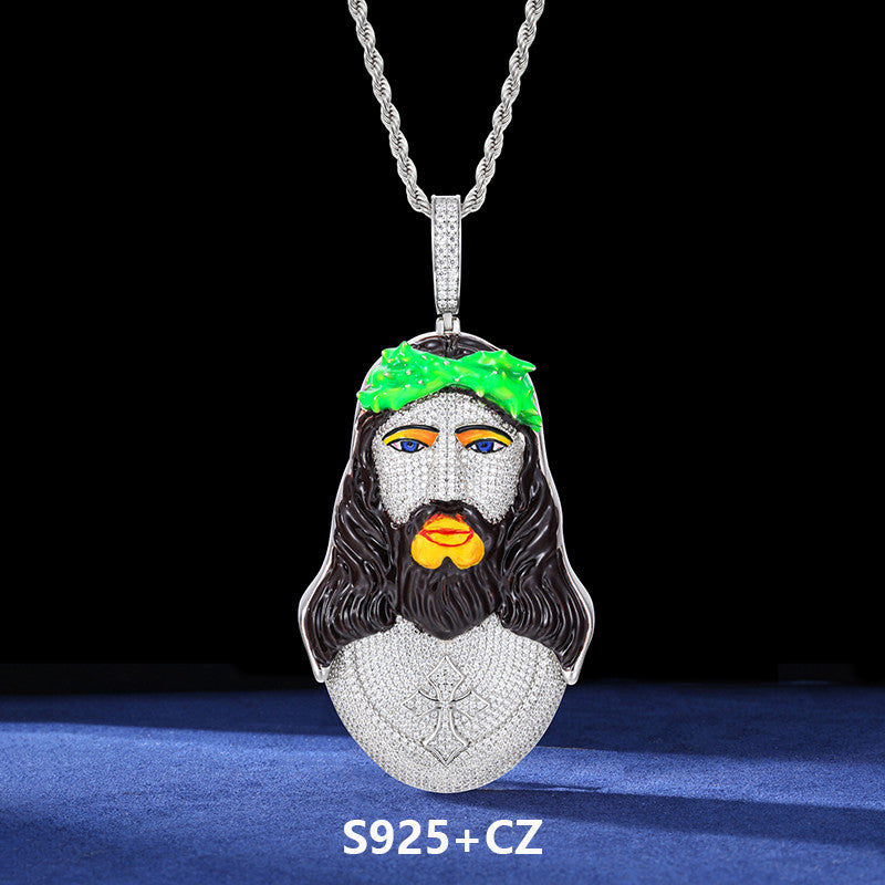 4K Jesus | Sterling Silver Luxury D VVS Moisasnite Diamond Enamel Jesus Piece Hip Hop Pendant