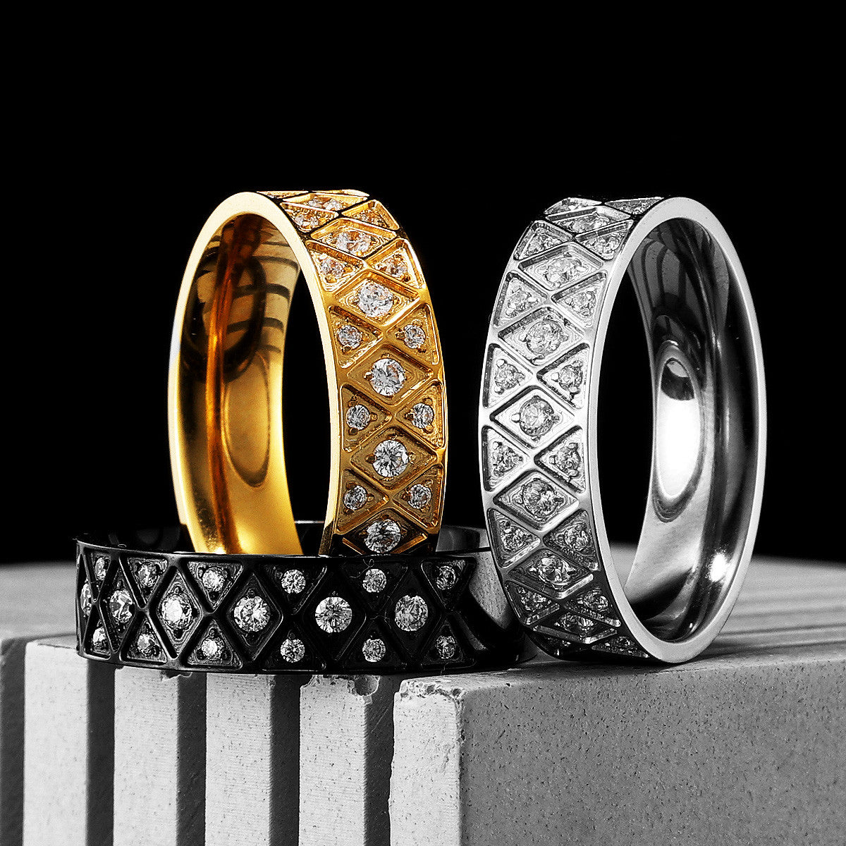 Ancient Aesthetic | 14k Gold Black Over Solid No Fade Stainless Steel Gemstone Rings