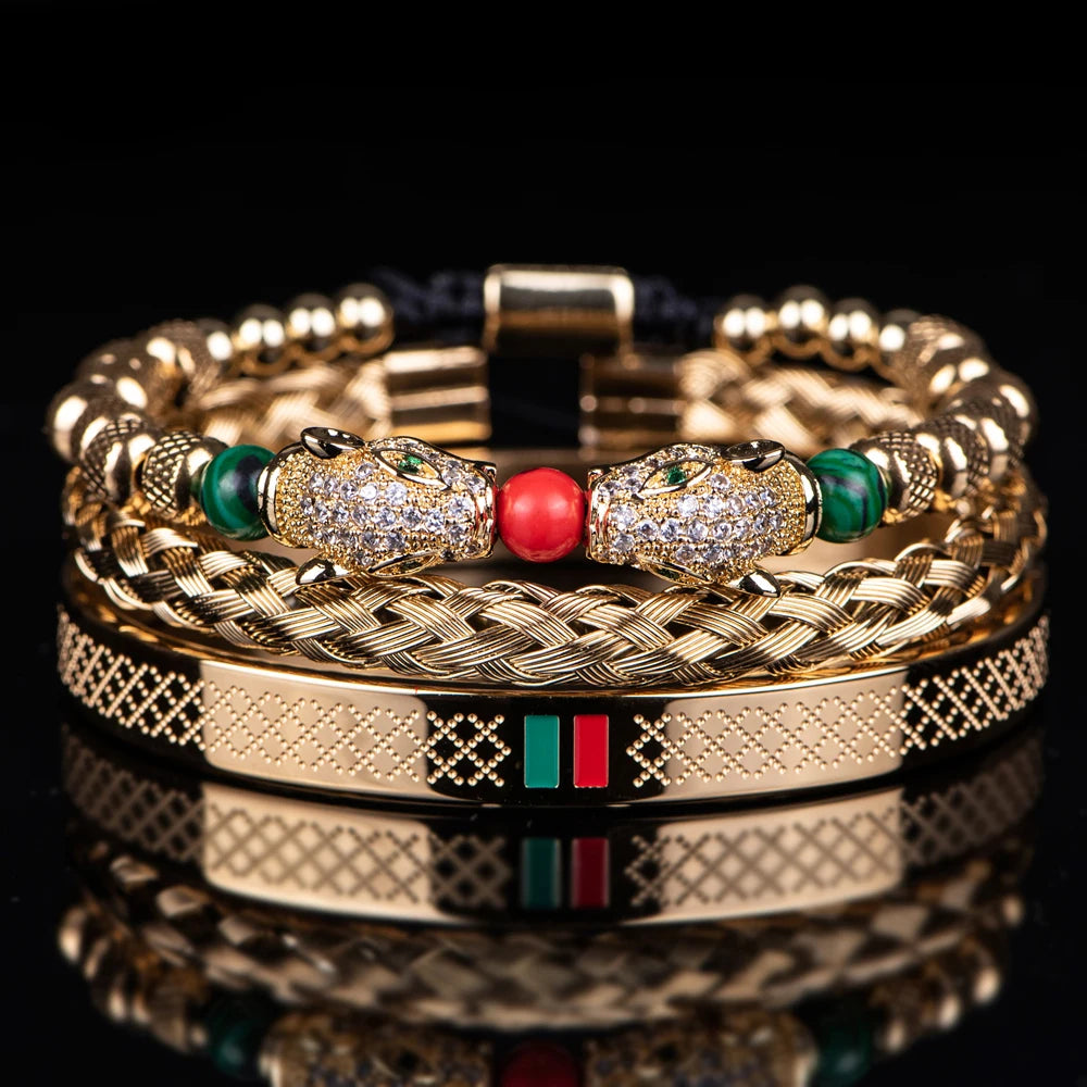 G Slide | VVS Diamond CZ 18k No Fade Stainless Steel Luxury Leopard Head Bracelet