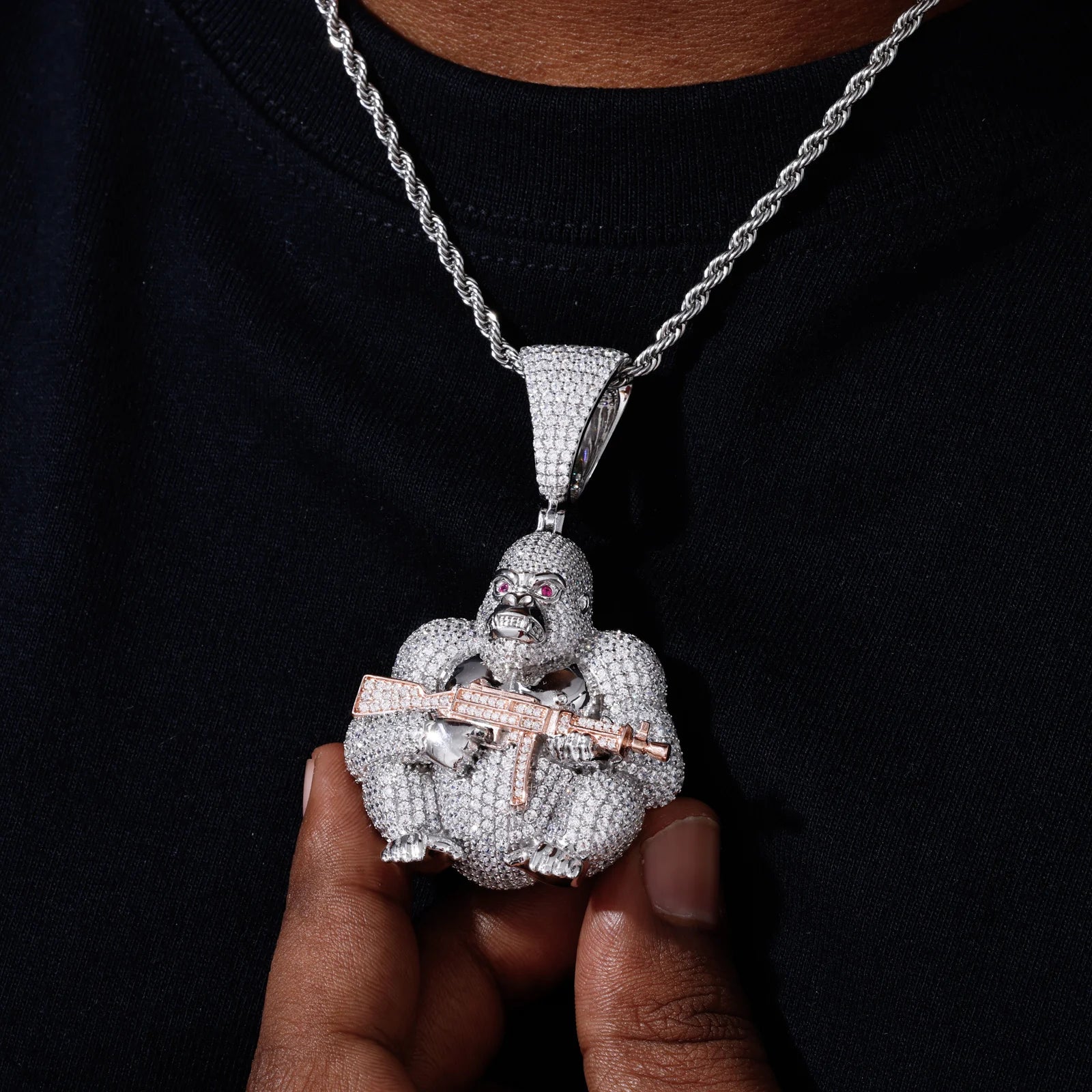 Gorilla Business | Luxury Real 925 Silver D VVS1 Moissanite Gorilla Chopper Pendant