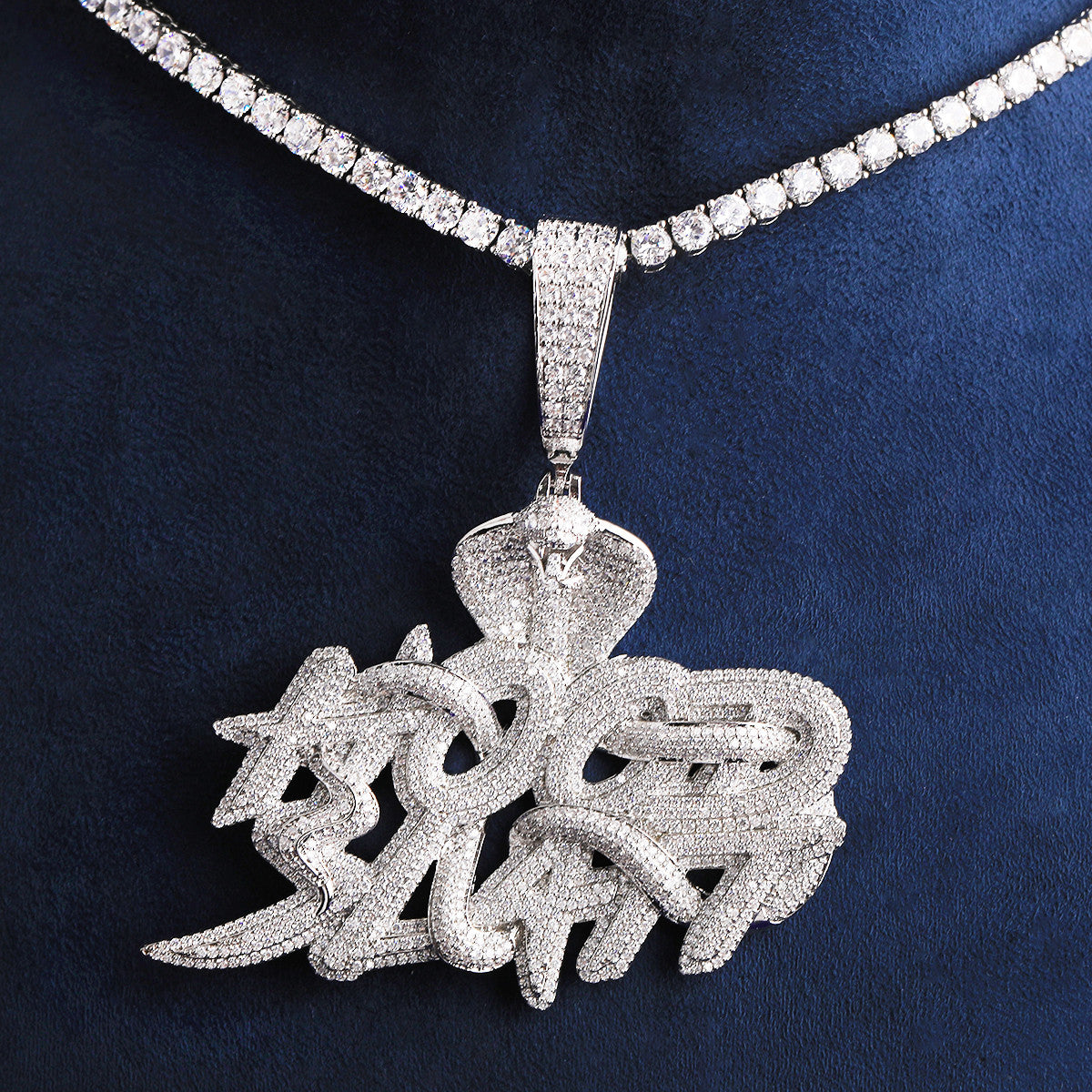 Hood Slatt | VVS Diamond CZ King Cobra Snake Hip Hop 24k 925 Silver Rose Gold Pendant
