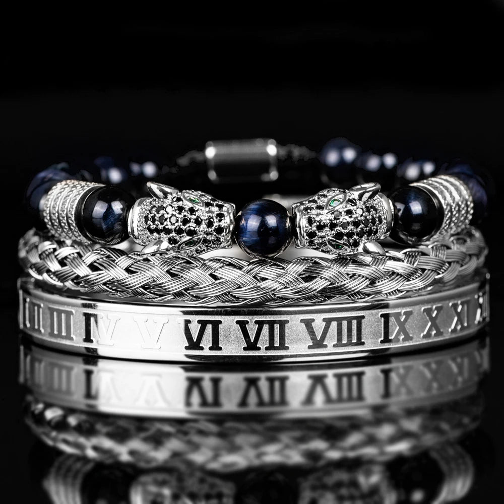 Double Leopard | Natural Stone VVS Diamond CZ Sigma Male Hip Hop Bracelets