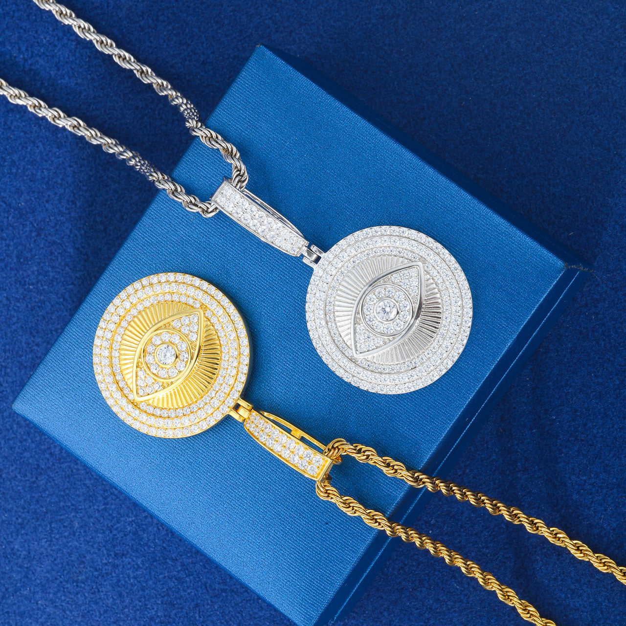 Diamond Devil's Eye | Solid Silver Moissanite All Seeing Eye Hip Hop Pendant