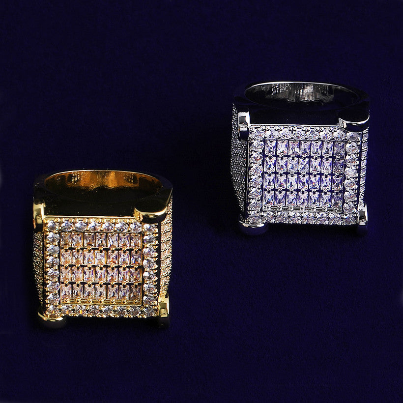 Locked In | VVS Diamond CZ Nailed Squared 24k 925 Silver Rose Gold Hip Hop Rings