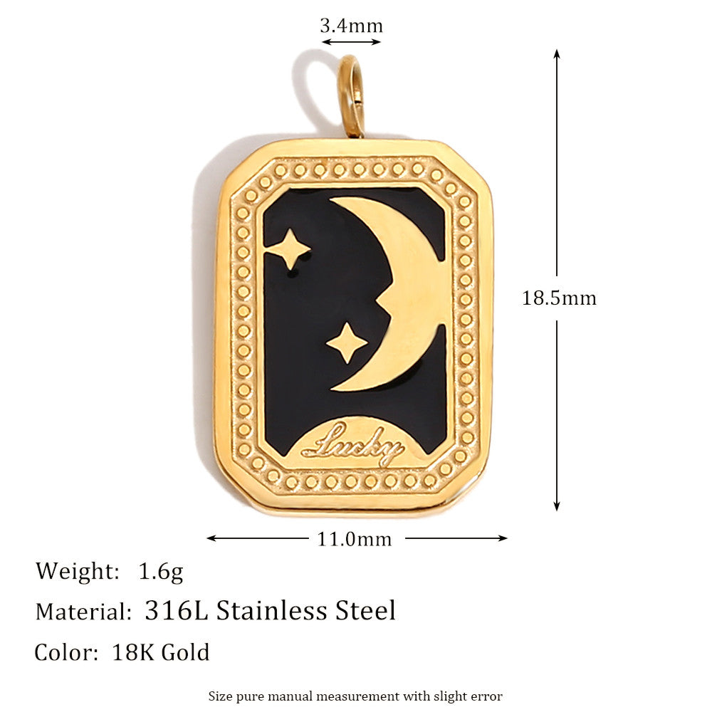 18k Gold Waterproof DIY Retro Style Moon Star Agate Stone Heart Pendant Necklace Bracelet