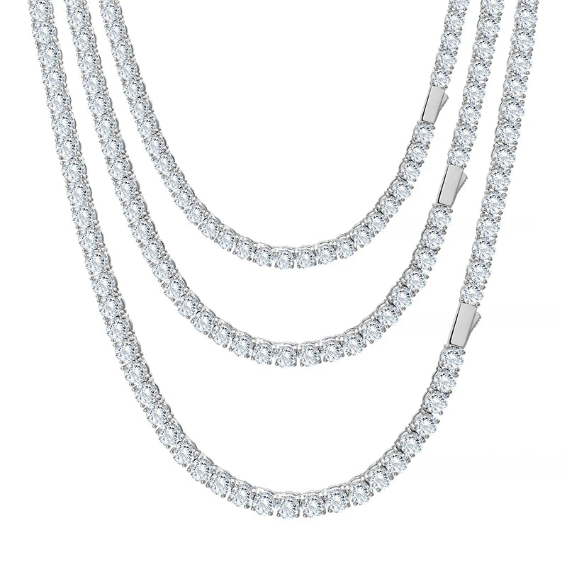 Solid 316L Stainless Steel D VVS1 Moissanite No Fading Tennis Chain and Bracelet