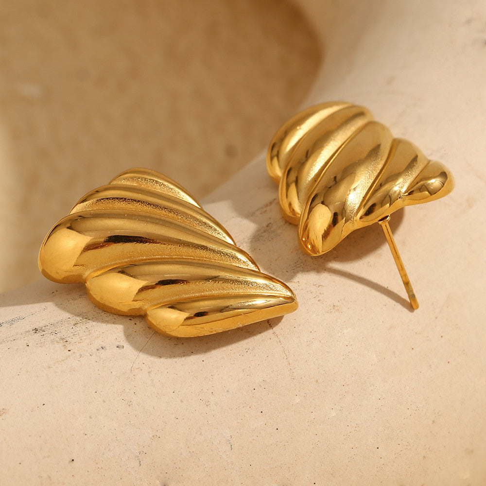 Ladies Artistic Design 18k Gold Waterproof Stainless Steel Tarnish Free Earrings