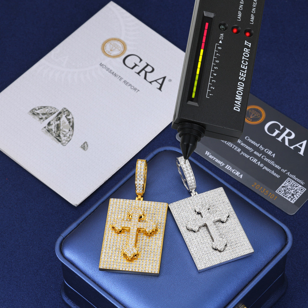 Holy Roller | D Color Moissanite Diamond Detachable Cross Dog Tag 925 Silver Pendants