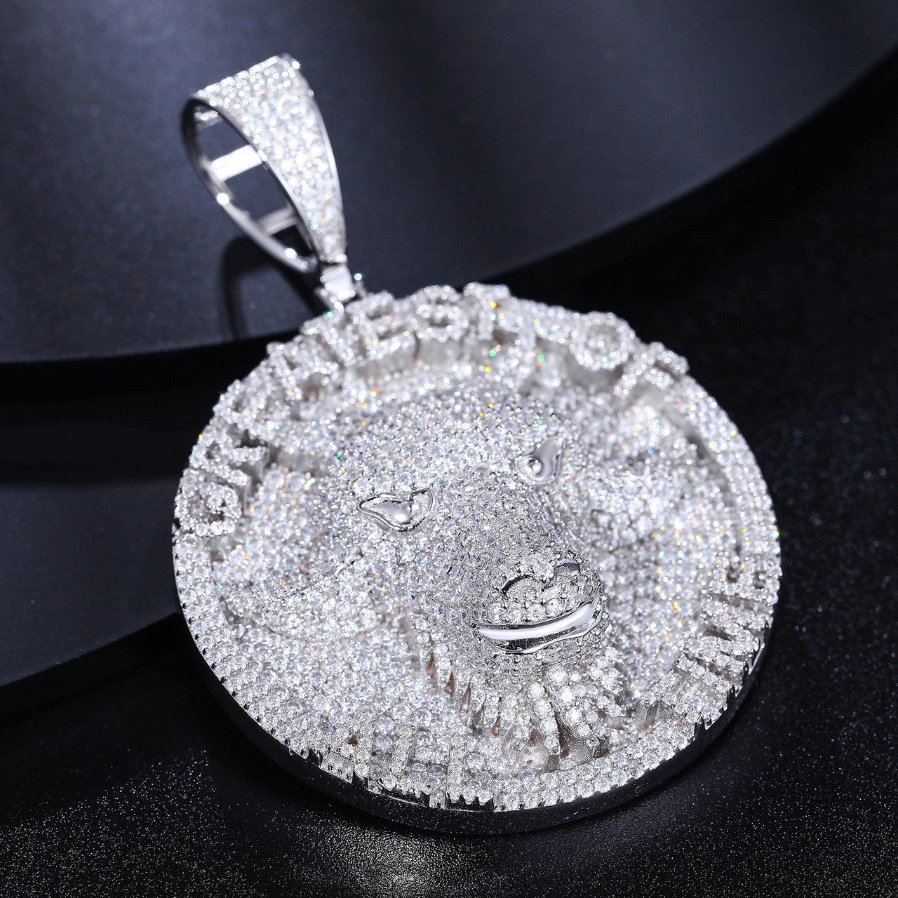 Genuine VVS Lab Diamond The Goat Greatest Of All Time 925 Sterling Silver Pendant