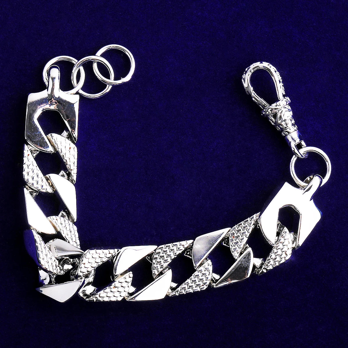 Patterned Cuban | 15mm Belcher Clasp Square Cut Designer Cuban Link Chain Bracelet