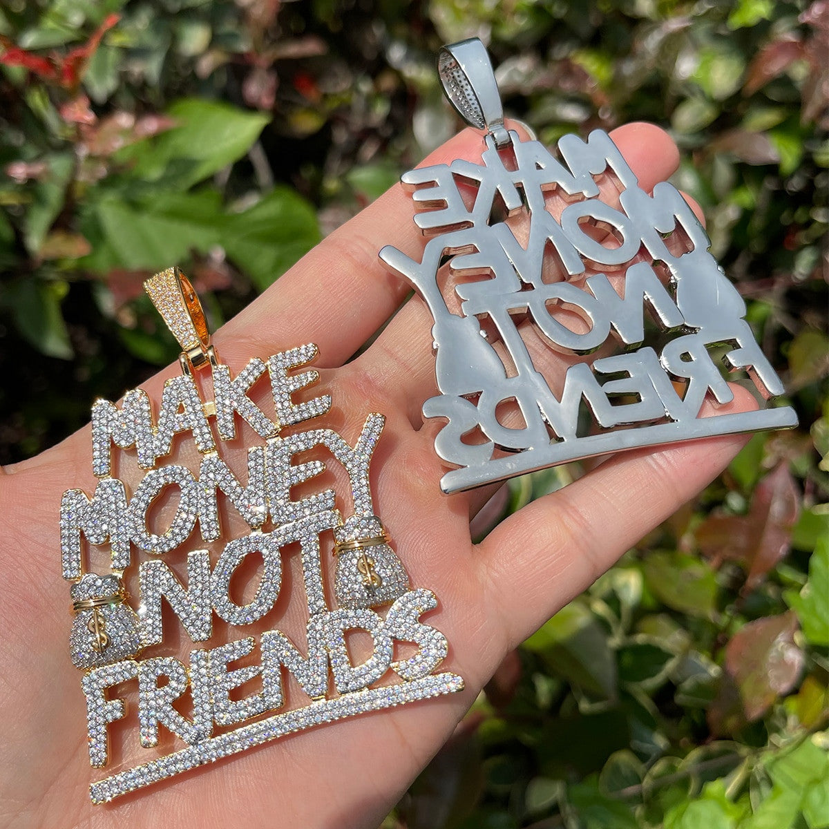 Make Money Not Friends | Iced Blinged Out Hip Hop Pendant Chain Necklace