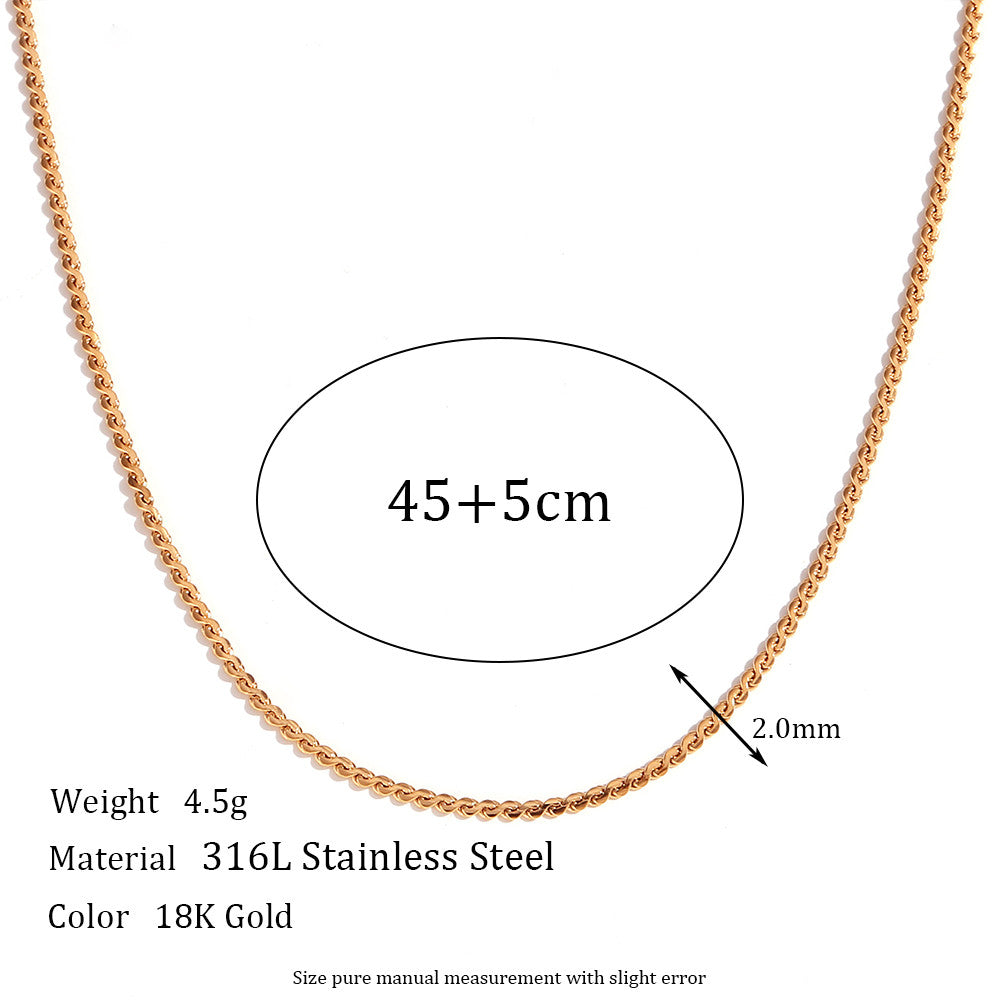 Ladies 18k Gold Silver Color Stainless Steel 1.8MM Snake Chain Necklace Waterproof