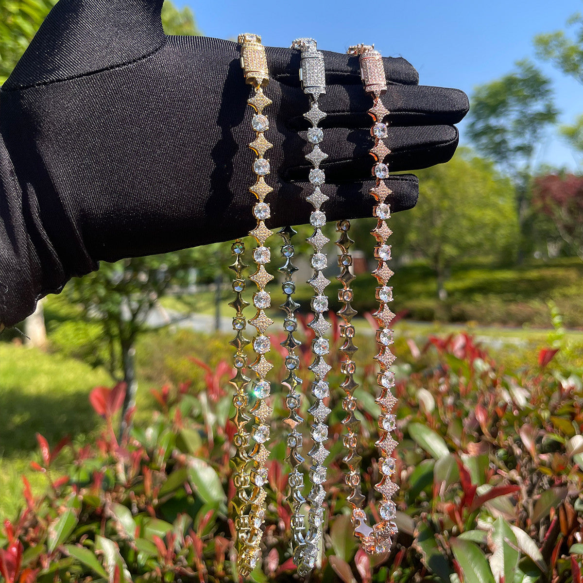 Super Star VVS Diamond Cz Link 24k Gold 925 Silver Hip Hop Chain Necklace