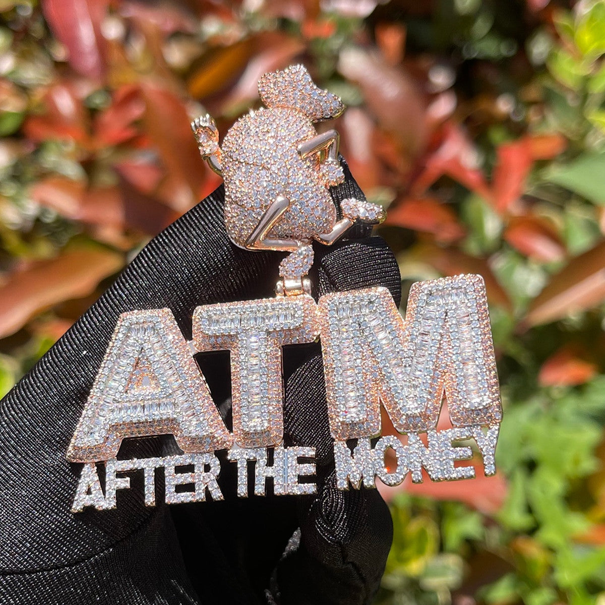ATM | After The Money 24k Silver Rose Flooded Ice Hip Hop Chain Pendant