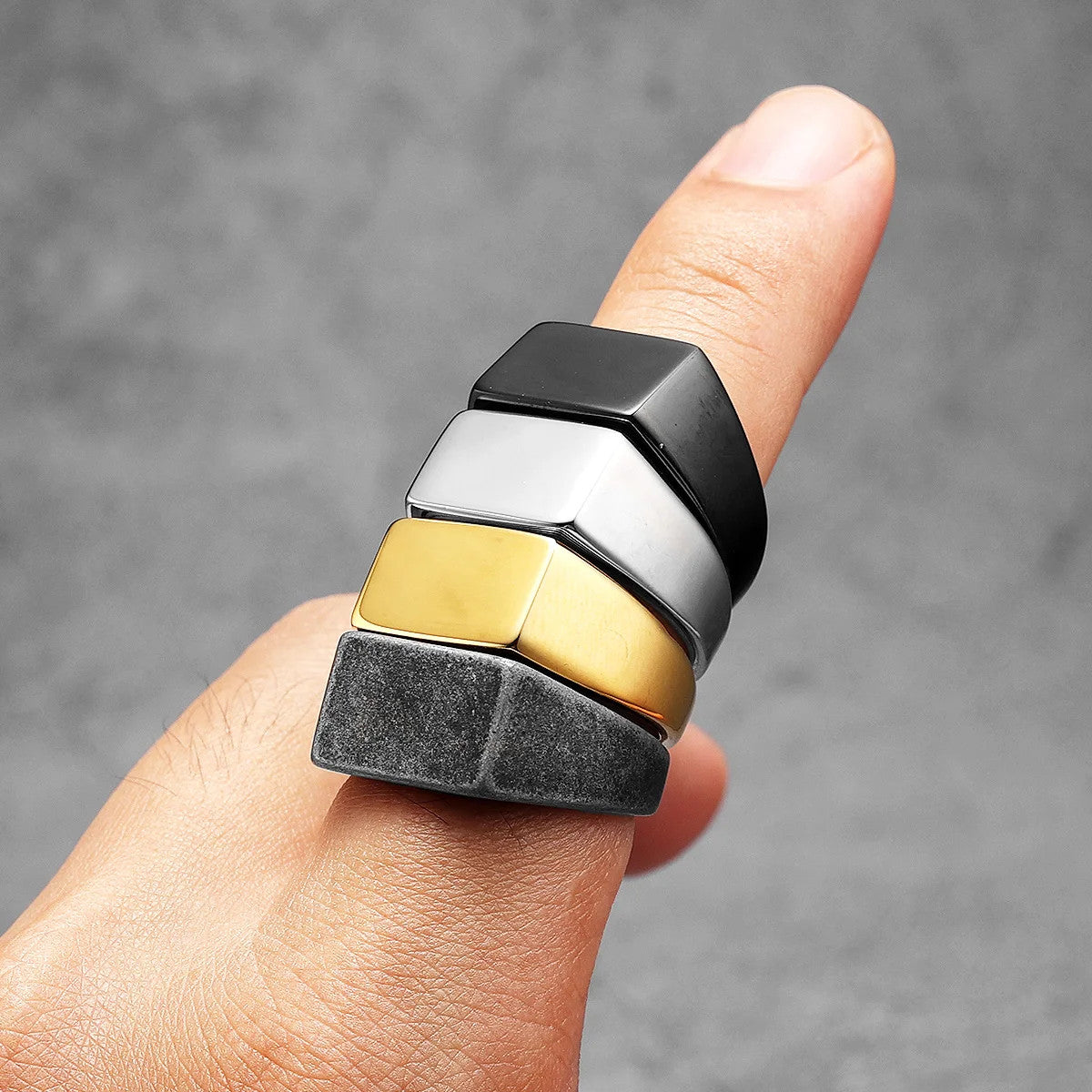 Minimalist Rectangle | 316L No Fade Stainless Steel Classic Man Street Wear Ring