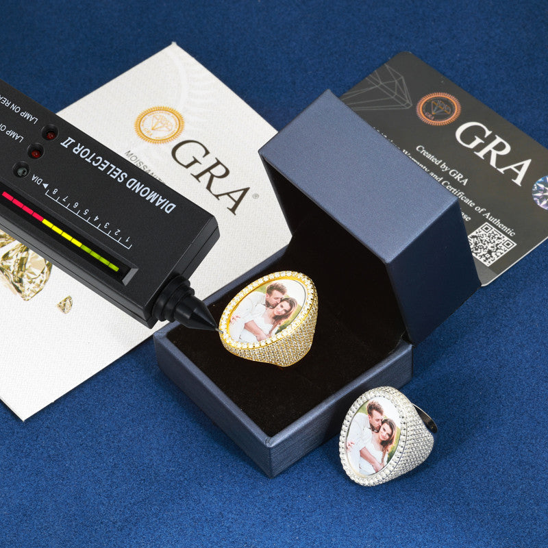 Precious Moments | Solid Sterling Silver Moissanite Diamond Hip Hop Photo Memory Rings