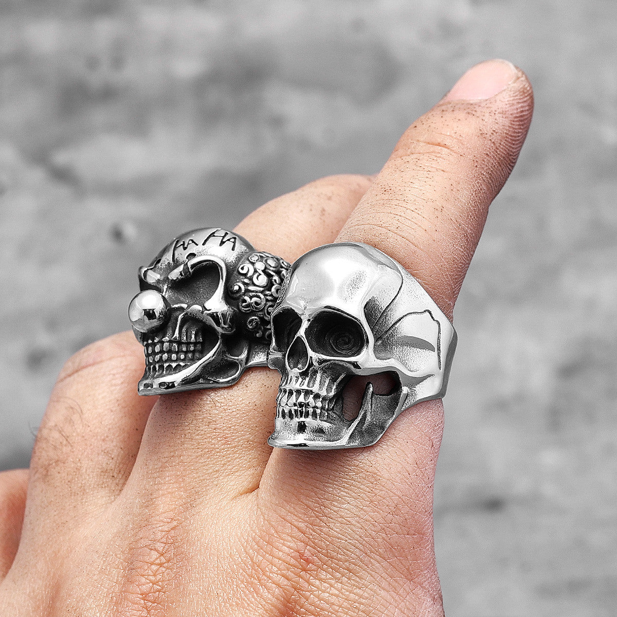 Mens 316L Stainless Steel Dominant Man Skull Street Wear Rings