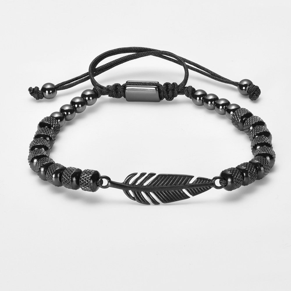 Royal Wisdom | 316L Stainless Steel Bead Link Eagles Feather Bracelet